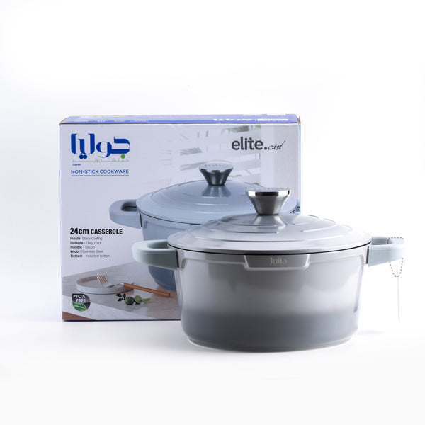 ELITE-CAST CASSEROLE WITH LID 24CM-GRAY