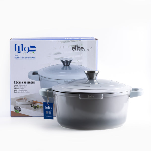 ELITE-CAST CASSEROLE WITH LID 28CM-GRAY