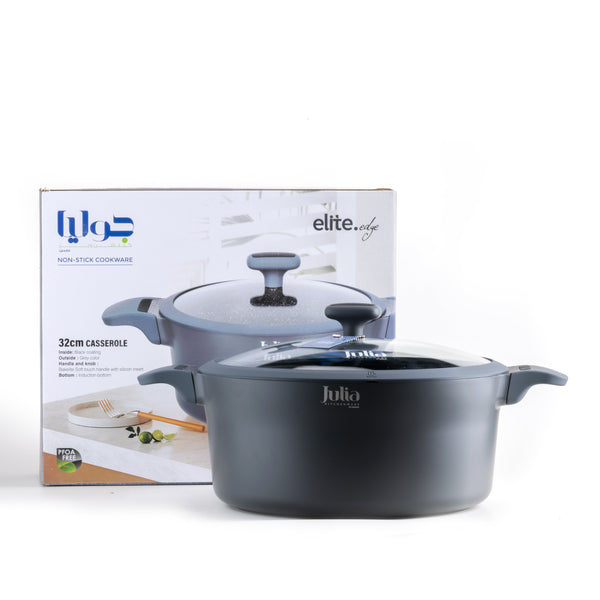 ELITE-EDGE CASSEROLE WITH LID 32CM-GRAY