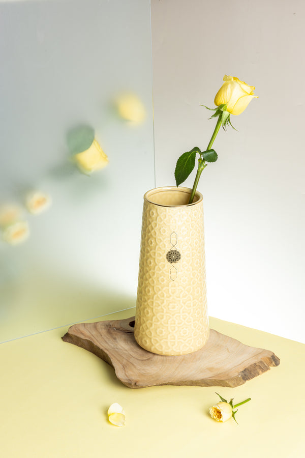 فازة زهور حجم كبير من روزيت - ايفوري
