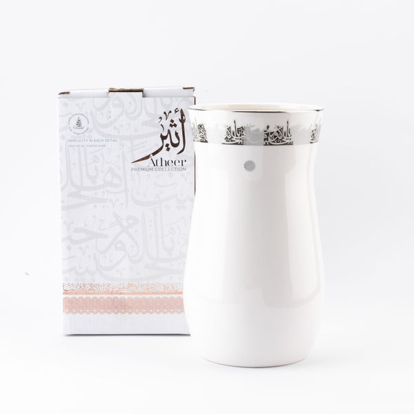 Large Flower Vase From öAther - White + silver