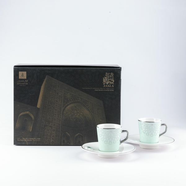 Turkish Coffee Set 12pcs From Asalah - Teal + Silver