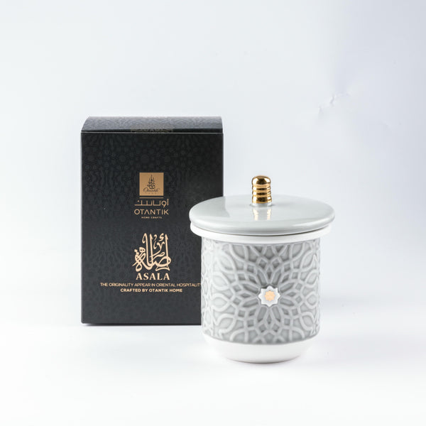 Large Scented Candle From Asalah - Grey + Gold