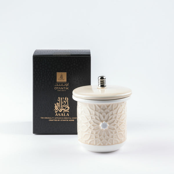 Large Scented Candle From Asalah - Creamy + Silver