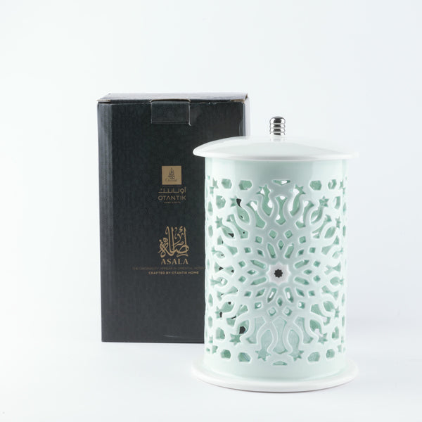 Large Electronic Candle From Asalah - Teal + Silver