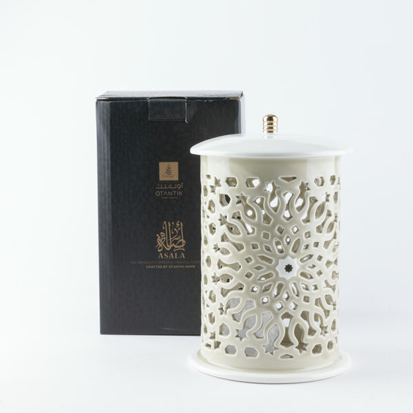 Large Electronic Candle From Asalah - Beige + Gold