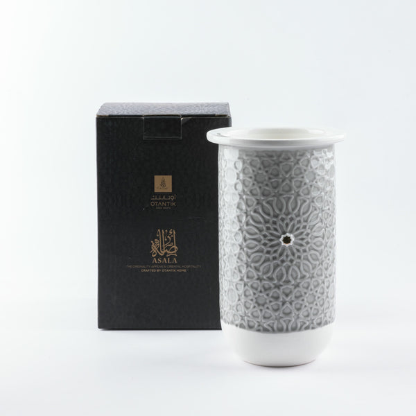 Small Porcelain Vase From Asalah - Grey + Gold