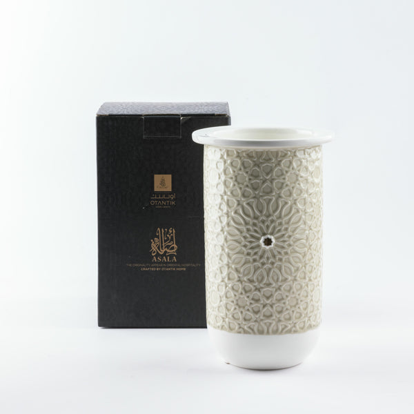 Small Porcelain Vase From Asalah - Beige + Gold