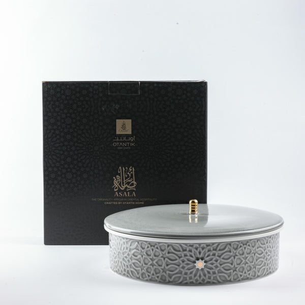 Large Date Bowl From Asalah - Grey + Gold