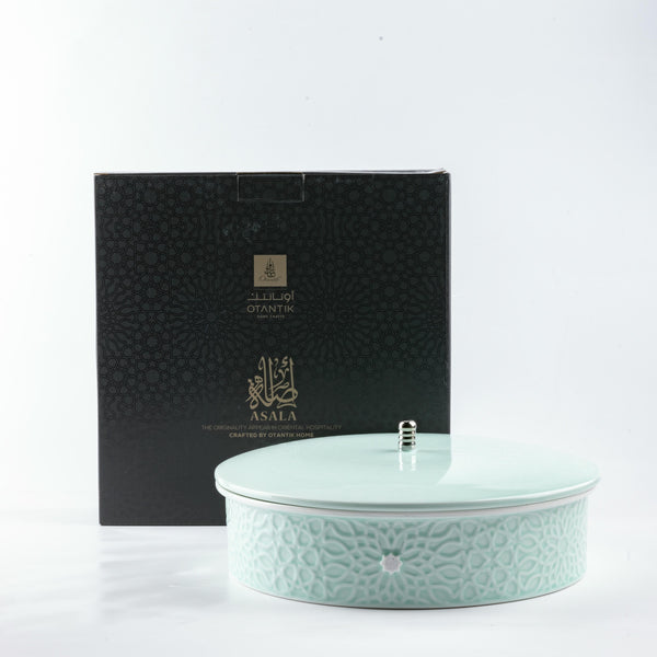 Large Date Bowl From Asalah - Teal + Silver