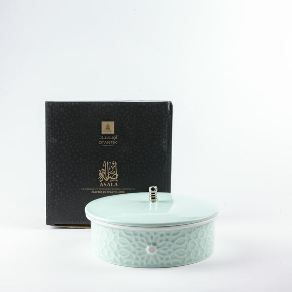 Medium Date Bowl From Asalah - Teal + Silver