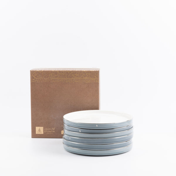 Serving Plates 6 Pcs From Jiwar -  Haze Blue + Silver