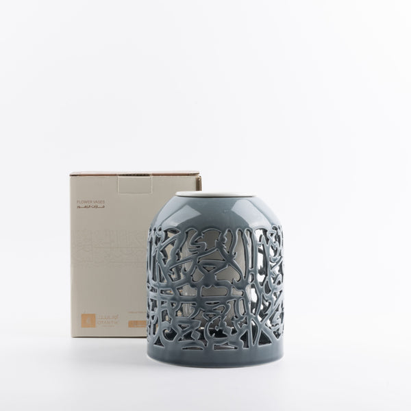 Flower Vase - L From Jiwar -  Haze Blue + Silver