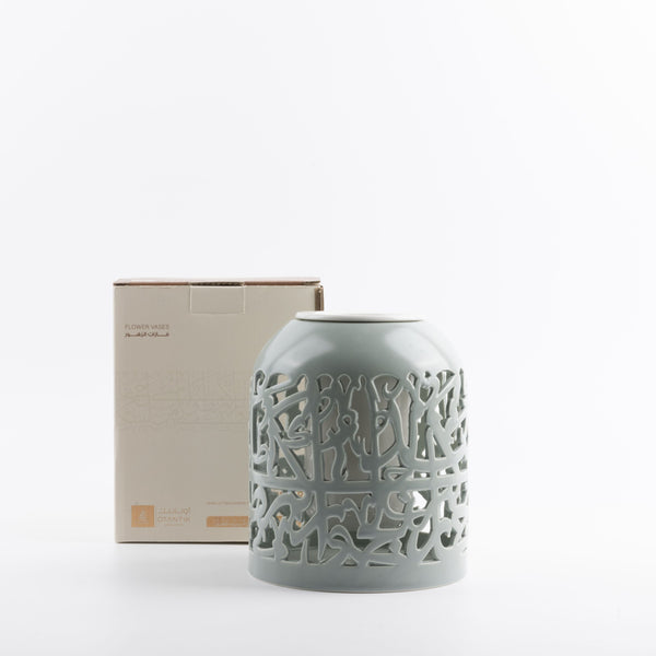 Flower Vase - L From Jiwar -  Blue + Silver