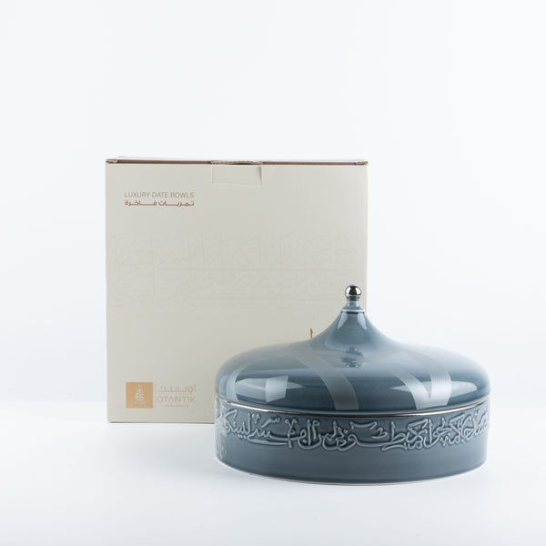 Large Date Bowl From Jiwar -  Haze Blue + Silver