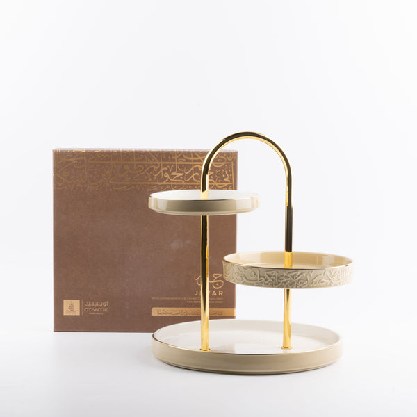 3 Layer Stand From Jiwar -  Ivory + Gold