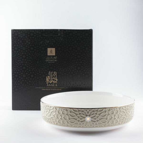 Porcelain Salad Bowl From Asalah - Beige + Gold