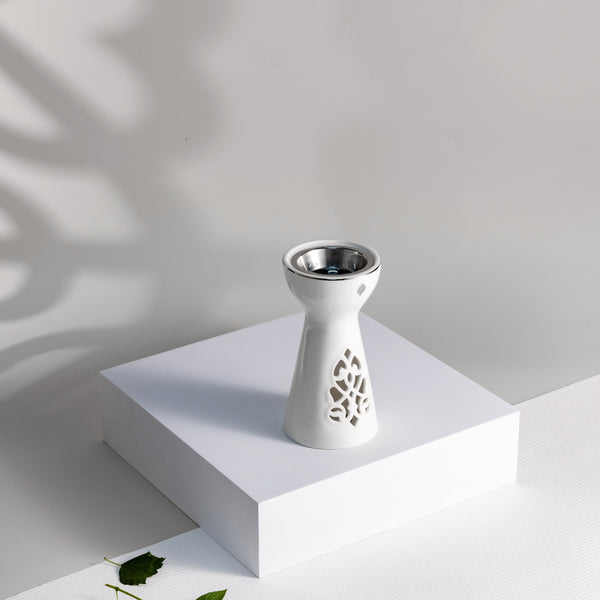 مبخرة بورسلان من نقش-  أبيض و فضي