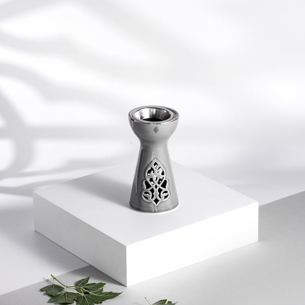 مبخرة بورسلان من نقش- رمادي و فضي