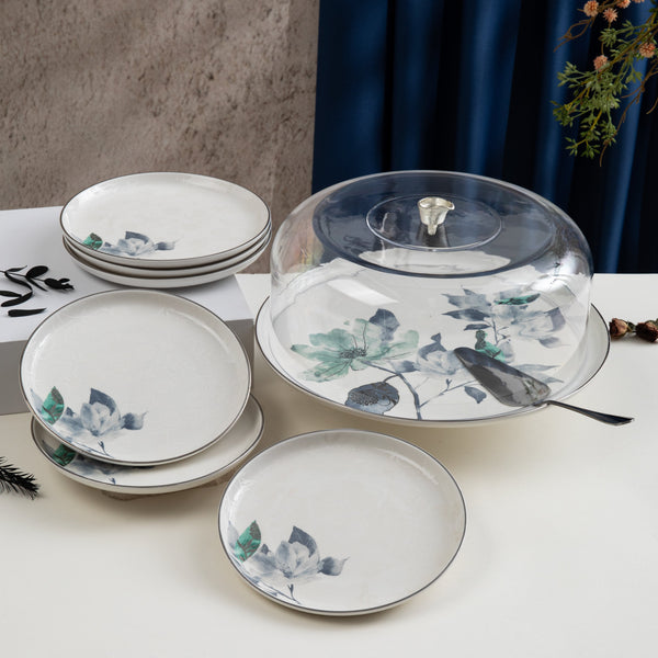 طقم تقديم الكيك 9 قطع  من ماريسيلا  - أزرق وفضي