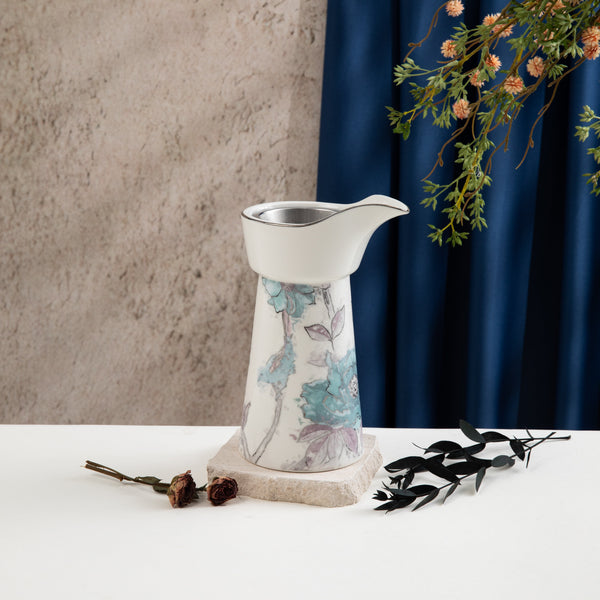 مبخرة بورسلان من خزامة  - أزرق وفضي 