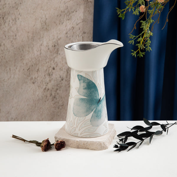 مبخرة بورسلان من فيلورا  - أزرق وفضي