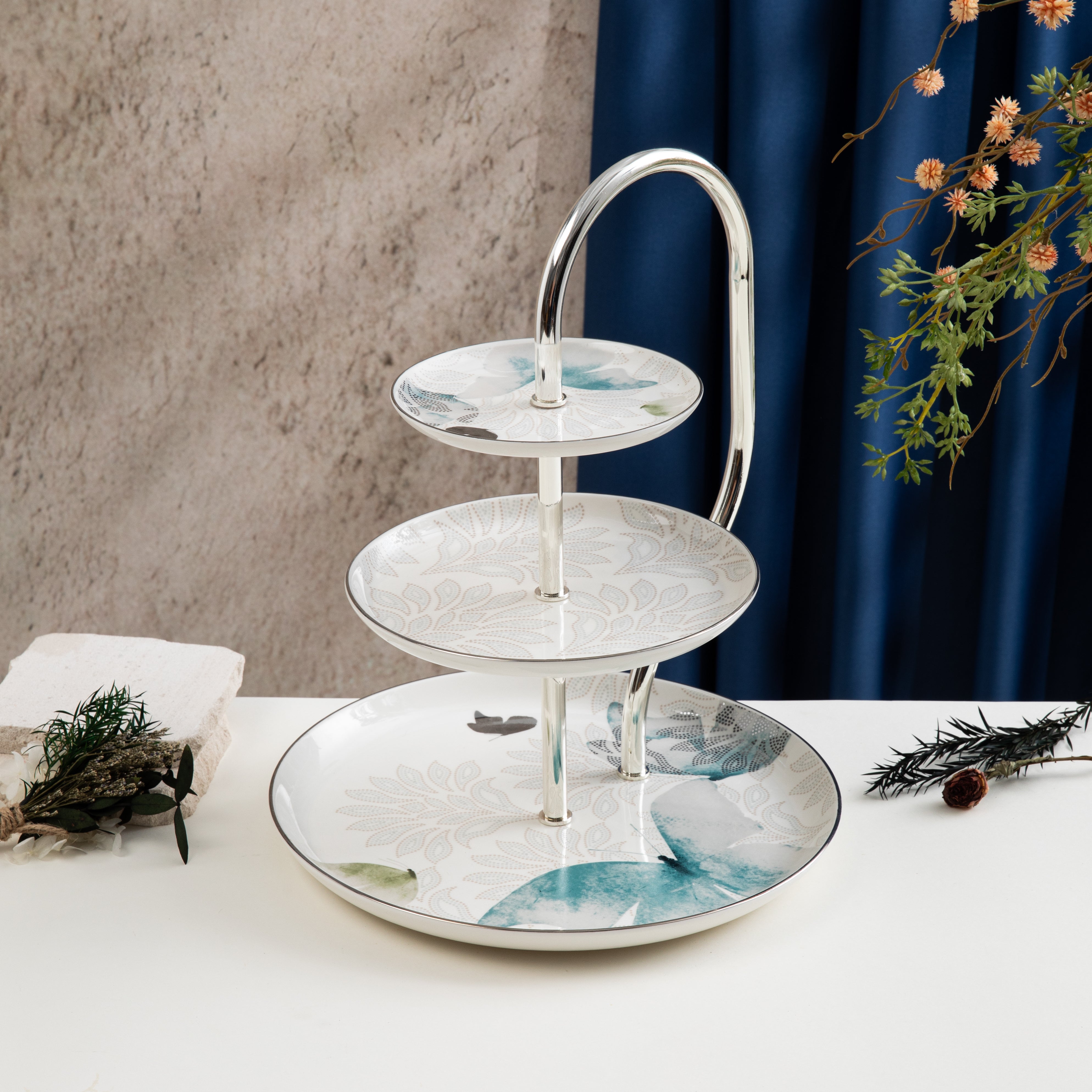 3 Layer Stand From Veloura - Blue + Silver – Otantik Qatar