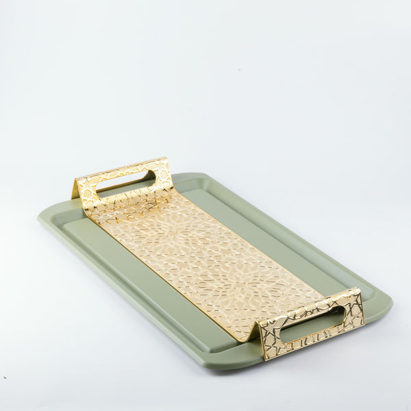 Luxury Iron Serving Tray From Asalah - Olive + Gold