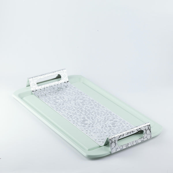 Luxury Iron Serving Tray From Asalah - Teal + Silver