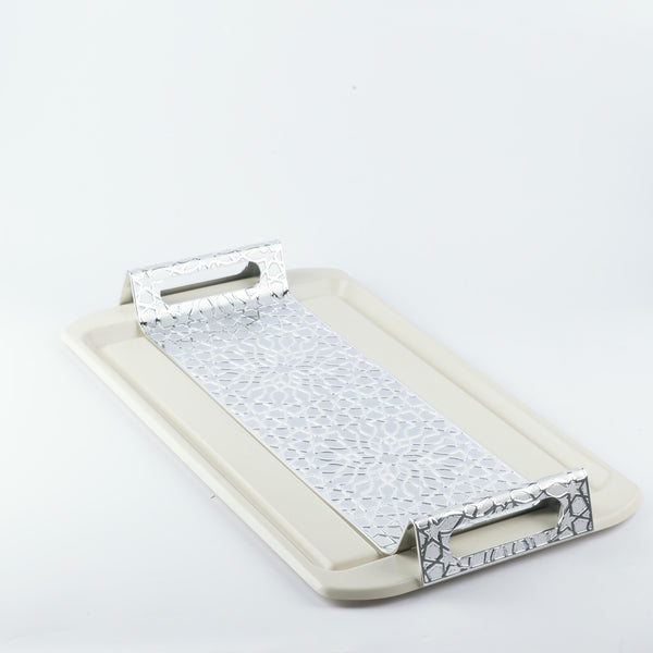 Luxury Iron Serving Tray From Asalah - Creamy + Silver