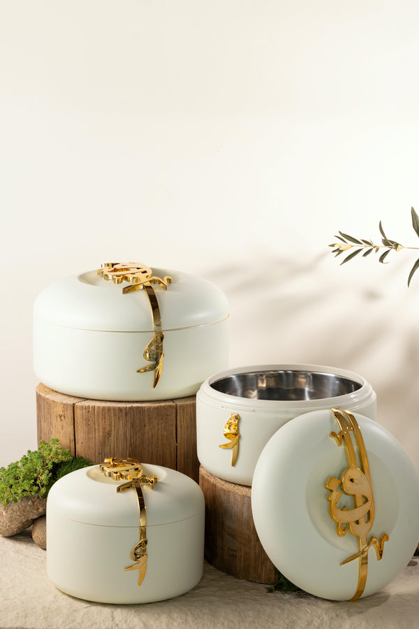 Food Warmer Set From Liqaa -  Pearl White + Gold