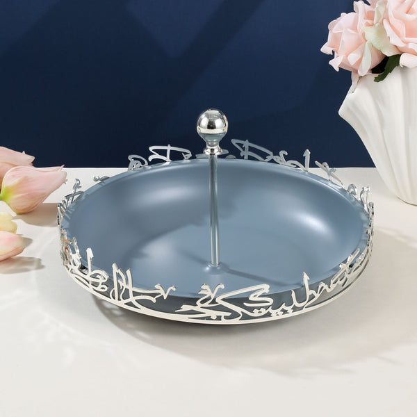 Sweet Serving Tray - M From Jiwar -  Haze Blue + Silver