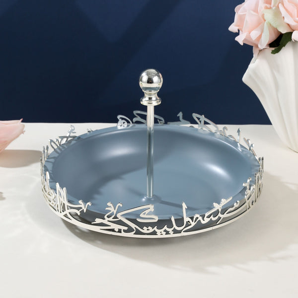 Sweet Serving Tray -L From Jiwar -  Haze Blue + Silver