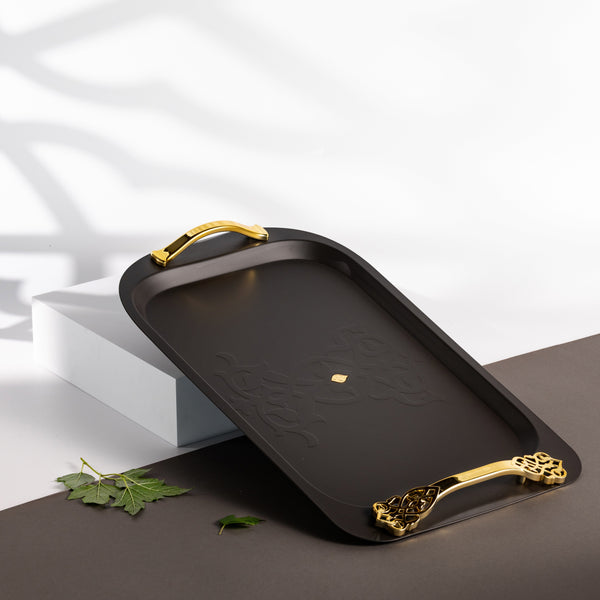 صينية تقديم من نقش - أسود و ذهبي 