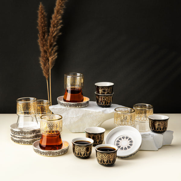 Tea And Arabic Coffee Set 19Pcs From Misk - Black