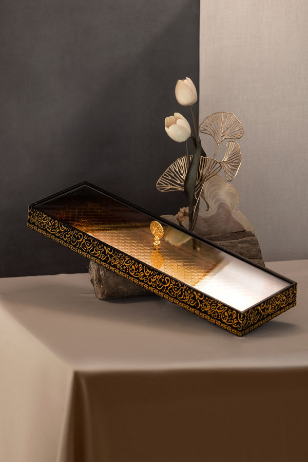 Luxury Serving Tray with aCrylic cover X small Size - Black