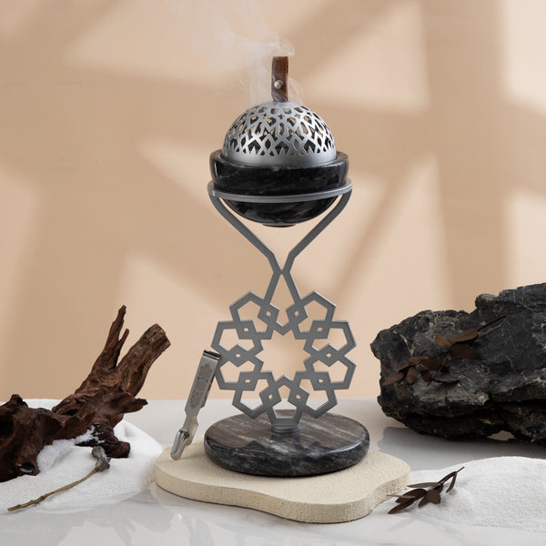 Luxury Oud Burner From  Athar - Grey + Silver