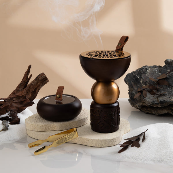 Luxury Oud Burner From Athar - Brown + Gold