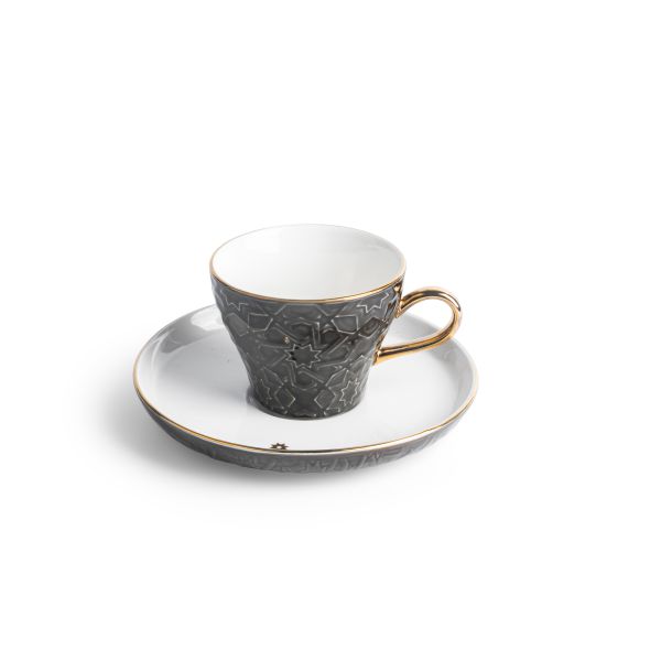 Tea Porcelain Set 12 Pcs From Crown - Black