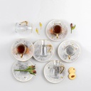 6 glass with handle, 6 saucer - Grey   