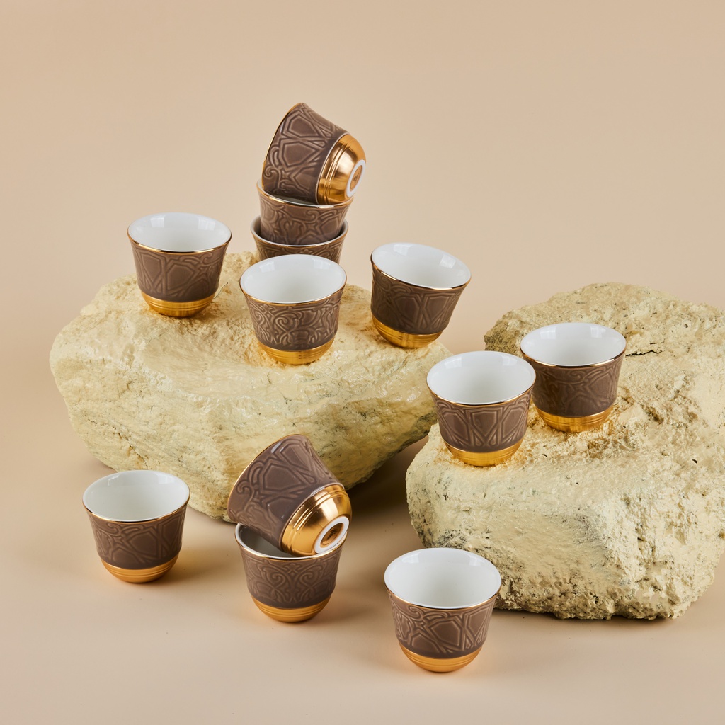 Arabic Coffee Cups Set 12 Pcs From Majlis - Brown