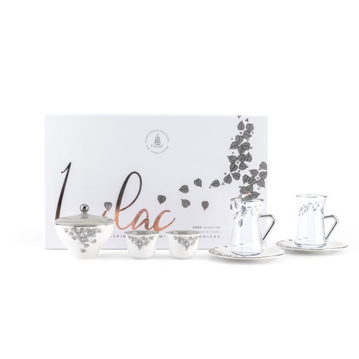 [ET1968] Tea And Arabic Coffee Set 19Pcs From Lilac - Grey