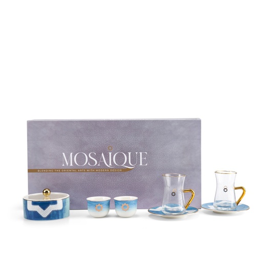 [GY1298] Tea And Arabic Coffee Set 19Pcs From Mosaique - Blue
