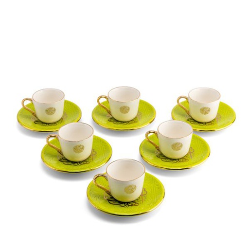 [ET1608] طقم فناجين قهوة تركية 12 قطعة من زوار - أخضر