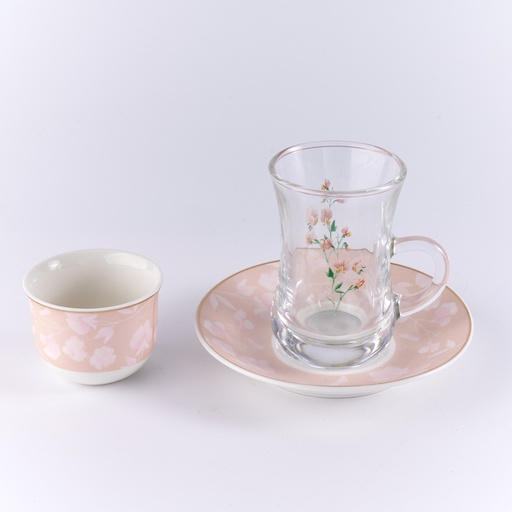 [DUN-1246] 18 Pc set                           Tea glass / saucer + cawa cups