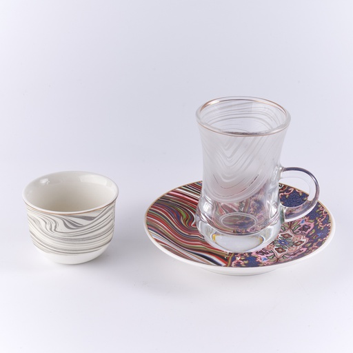 [DUN-1268] 18 Pc set                           Tea glass / saucer + cawa cups
