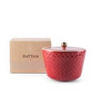 Medium Porcelain vase With Cover From Rattan - Red