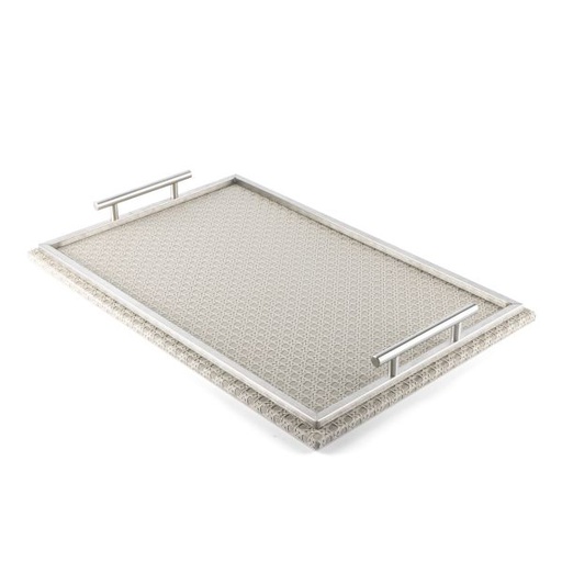 [SUZ1032]  Leather Tray From Rattan - Beige